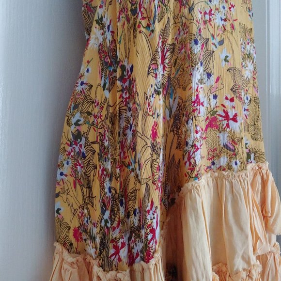 Free People One Yellow/Red/Green Sleeveless Tiered Ruffle Dress XS - Picture 8 of 16